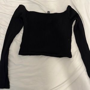 H&M DIVIDED BLACK OFF THE SHOULDER LONG SLEEVE TOP